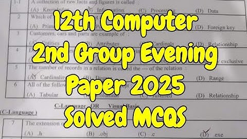 12th Computer Science 2nd Group Evening Paper Solved MCQS 2025 | 2nd Year Computer Paper
