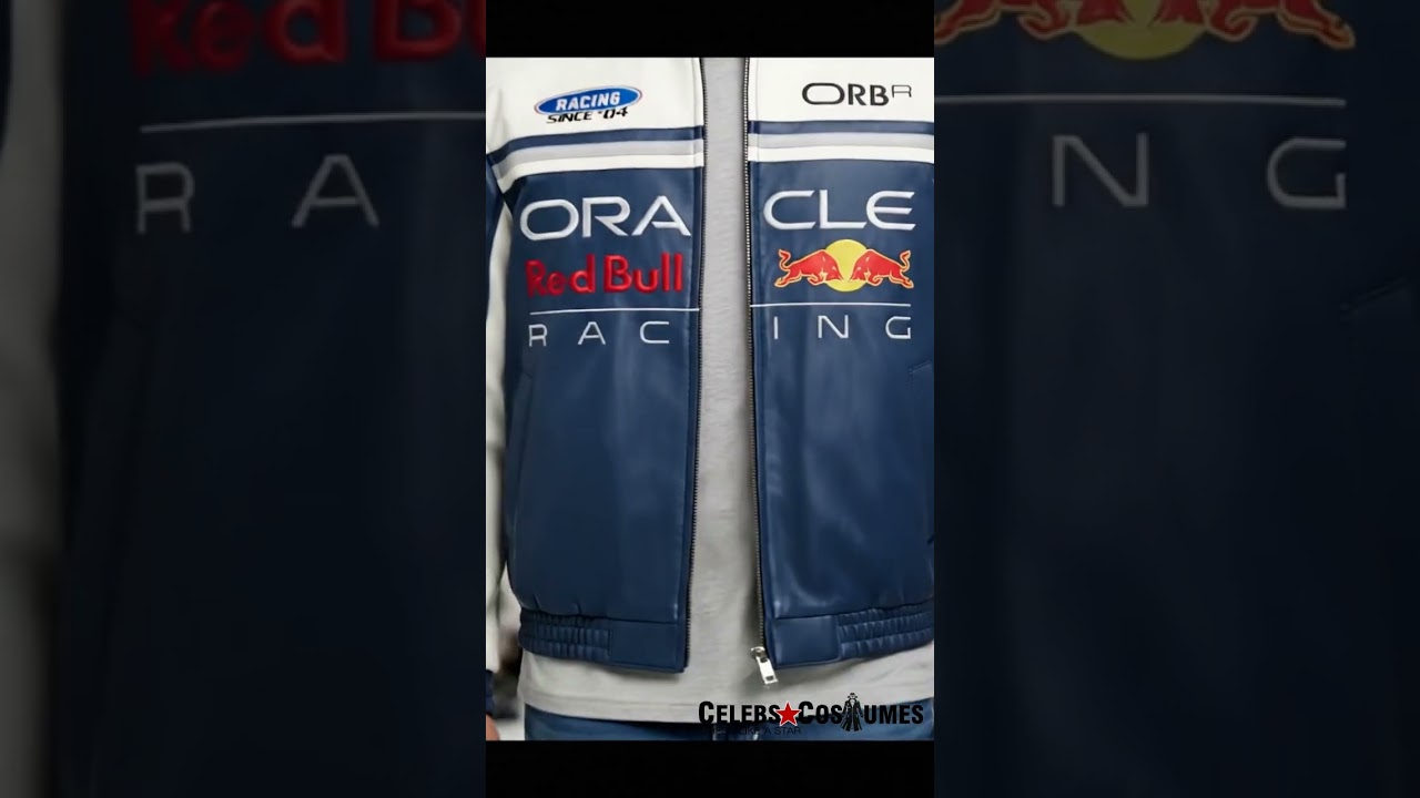 Hollister Oracle Red Bull Racing Graphic Faux Leather Jacket