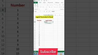 log value in Excel