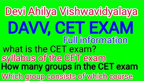 DAVV, CET exam 2021syllabus ||CET exam Full information || admission process 2021|| Devi Ahilya
