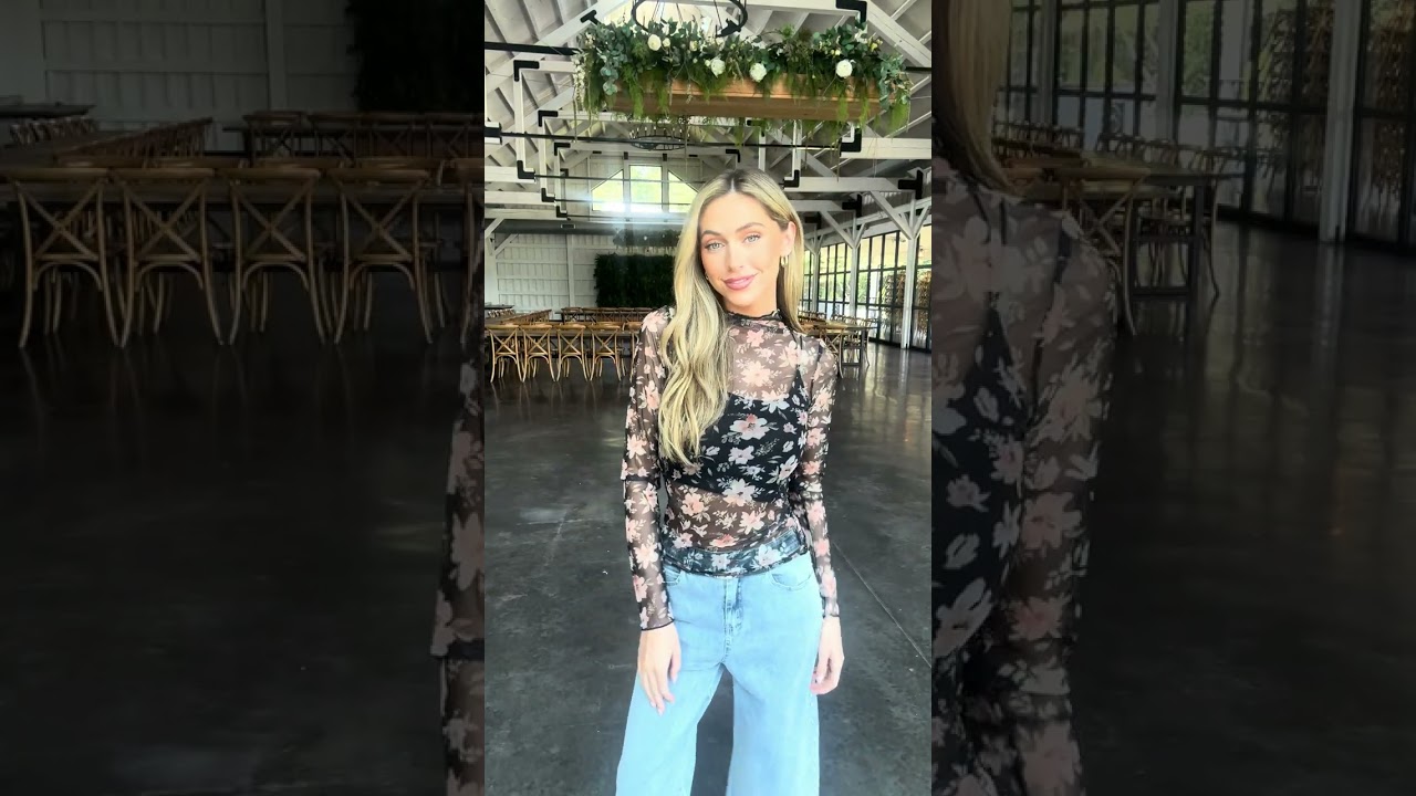 Maren Lace Layering Top, Floral Black