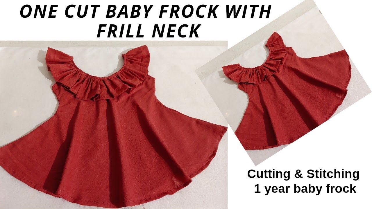 Цельнокроеное детское платье с вырезом и строчкой на воротнике || Платье для ребенка на 1 год