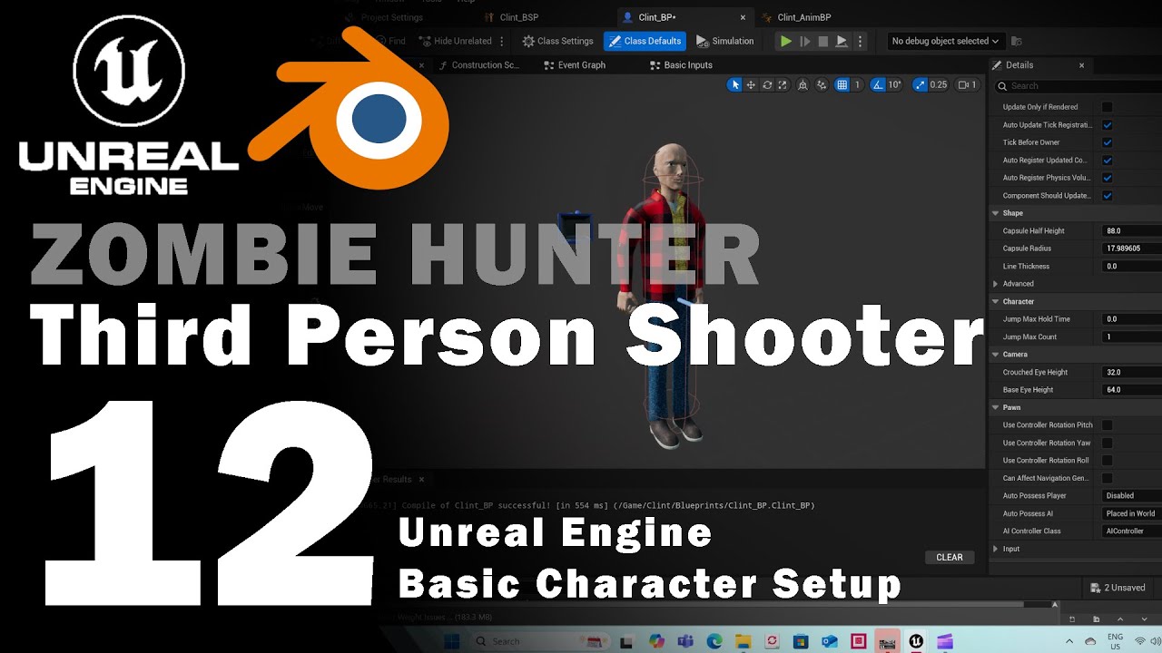 Zombie Hunter - Third Person Shooter - 12 -  Unreal Engine - Basic Character Setup