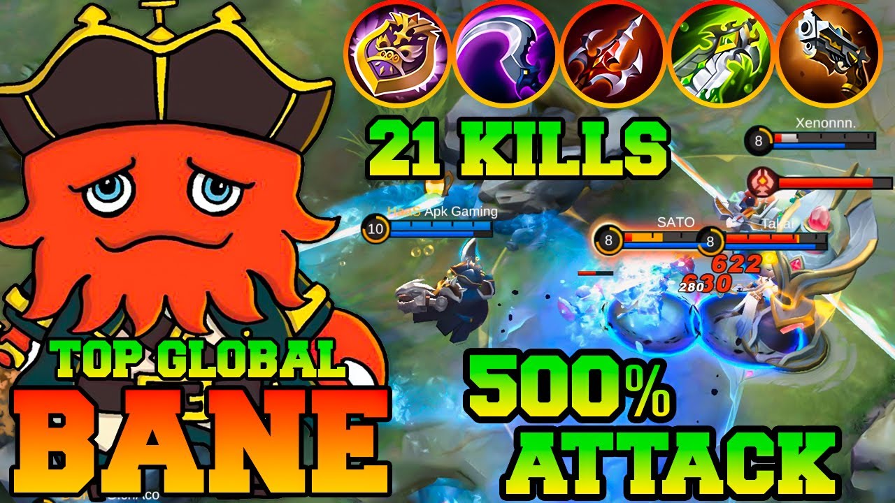 500% Physical Attack Bane Mobile Legneds !! Bane Best Build Gameplay 2023 Item Emblem Guide MLBB