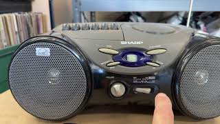 Sharp QT-CD210 Portable CD:Tape Stereo System w/ Power Cord, Tested