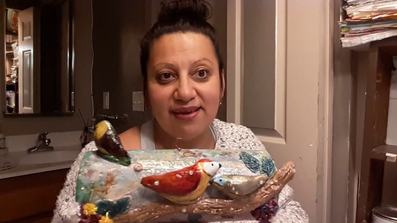 Tutorial #65.       Teja decorada con pajaros de papel
