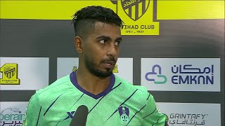 لقاء حسين المقهوي لاعب الأهلي بعد نهاية مباراة #الاتحاد_الأهلي الجولة ال7