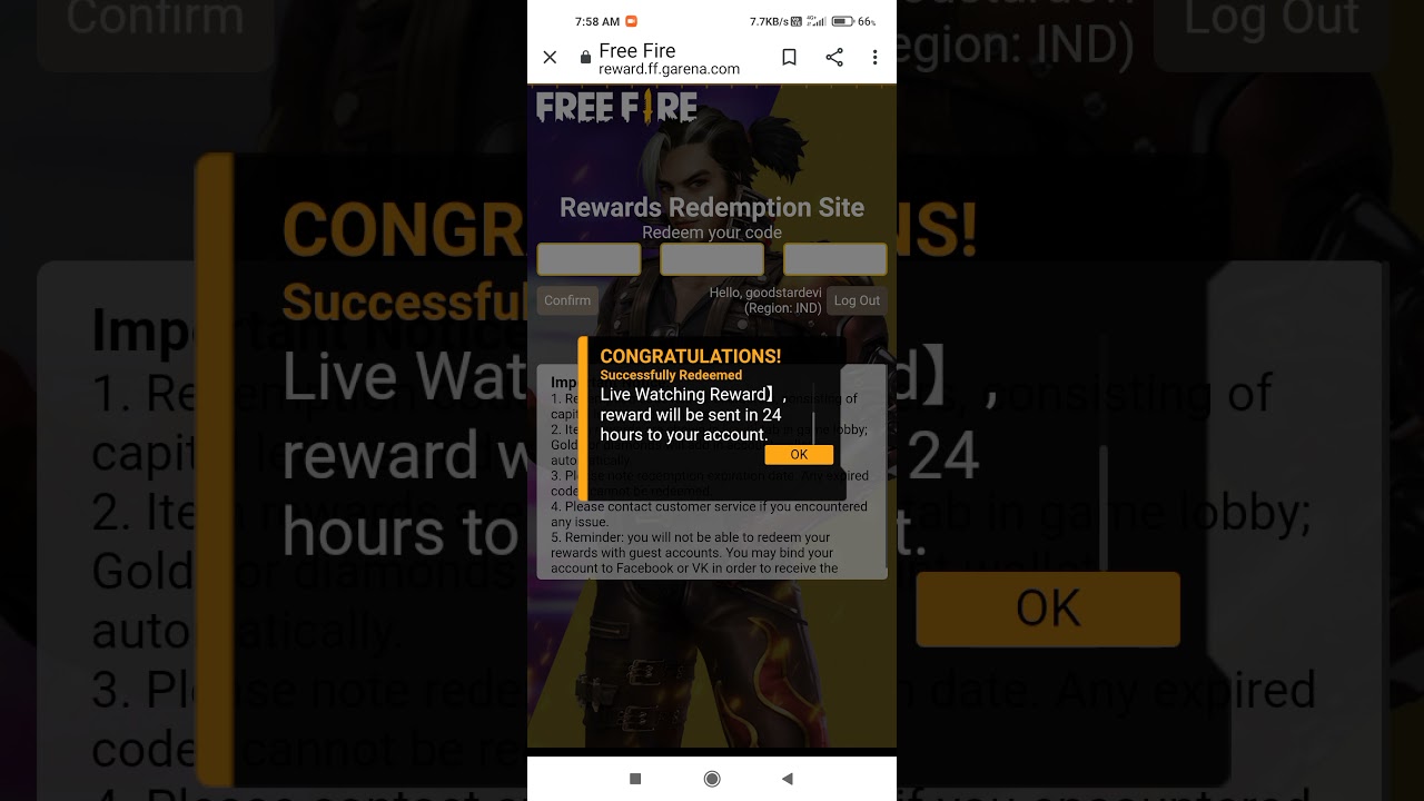 Redeem code 29 november free fire