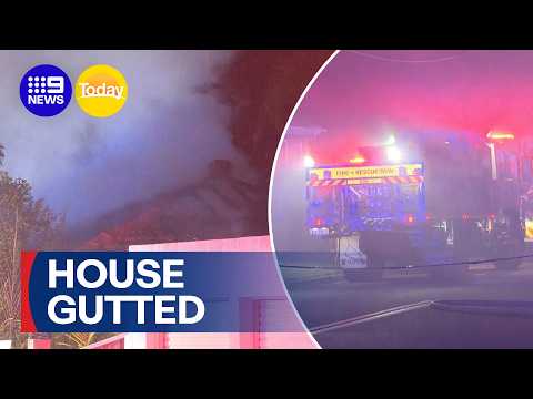 Home left demolished after fire tears through | 9 News Australia