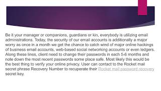Rocket Mail Password Recovery