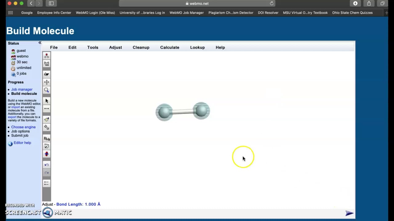 Single Point Calculation WebMO Single Point Calculation for H2 - YouTube