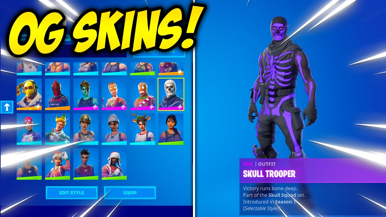 Chapter 1 Season 1 Locker Showcase Rarest Skins From Og Fortnite