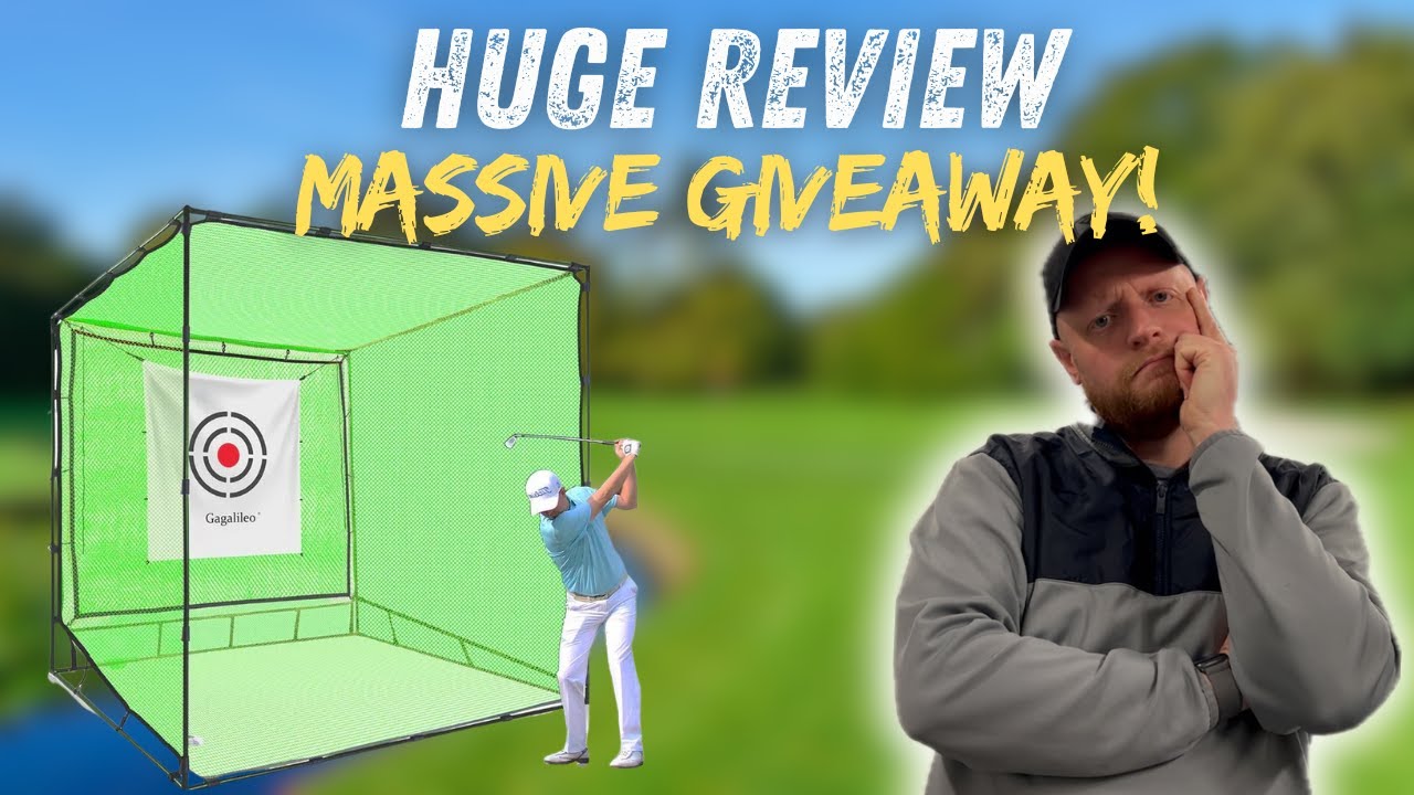 My BIGGEST Review & GIVEAWAY so far! - Galileo Sports Golf Hitting Cage!