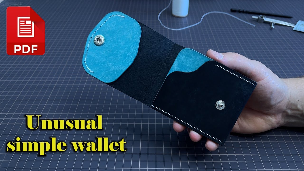 Free PDF template. How to make this unusual simple mini leather wallet 💶💳 DIY #Wallet making