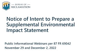 Scoping Meeting  CR Supplemental Environmental Impact Statement - December 2, 2022