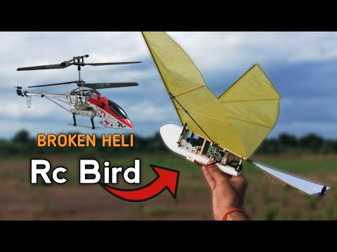 Broken Rc Helicopter converted to A Rc Flying Bird #ornithopter #rchelicopter