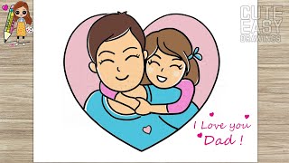 How to draw Father and Daughter | Father's Day, Cute Easy Drawing screenshot 5