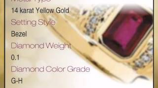 Beautiful Emerald Cut Genuine Deep Red Ruby set with Diamonds in Gold Ring - africagems.com