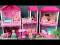 9 Minutes Satisfying with Unboxing Pink Princess Barbie House Play Set Review Toys | ASMR 