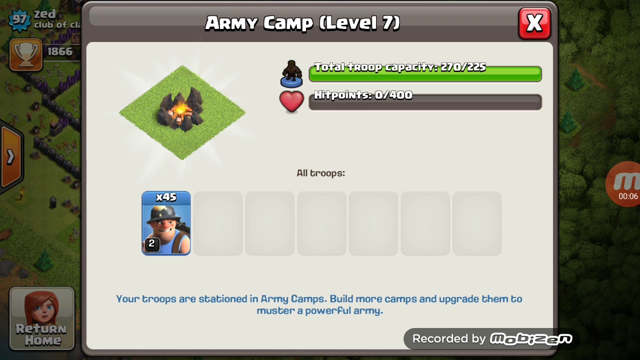 270 army camp capacity.No hack.In clash of clan