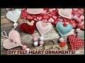 Diy felt heart ornaments