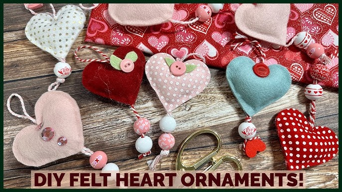 DIY Fabric Valentine's Stuffed Heart Decorations 