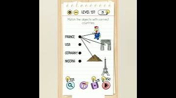 brain test level 137 match the objects with correct countries.