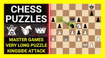 Chess Puzzles to Practice. Themes: Master games, Very long puzzle, Kingside attack. Learn