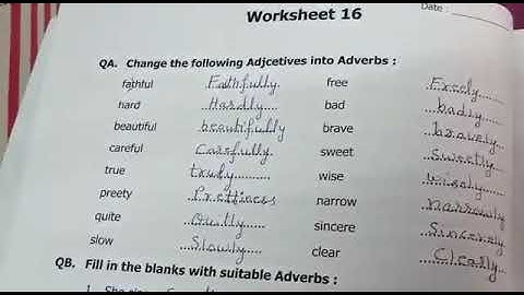 Class 5: English Worksheet 16 (Adjectives/ Adverbs)