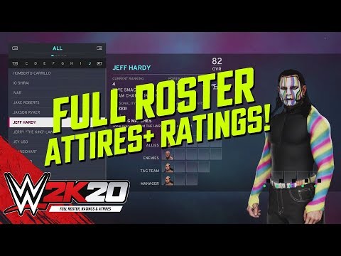 WWE 2K20: All Superstars Overall Ratings, Attires & Tag Teams! (Full Roster)
