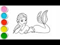 Cute Elsa Frozen mermaid Drawing for Kids | Painting &amp; Coloring for Toddlers | Let’s Draw Together