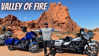 Valley of fire on a Harley Davidson
