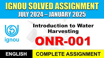 ONR 001 Solved Assignment 2024-25|| onr-001 solved assignment in English || July 2024 to Jan 2025