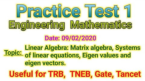 Practise TEST 1 | Engineering Mathematics | TRB polytechnic, TNEB, Tancet, Gate | Tamil