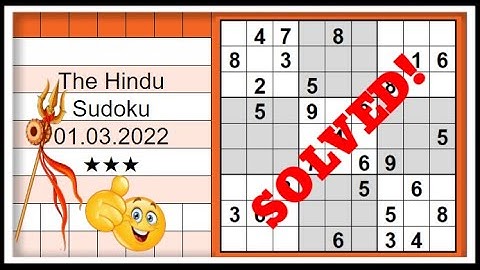 🔊How to Solve The Hindu Sudoku 3 Star | Step by Step Solution | 01.03.2022|  Level ★★★