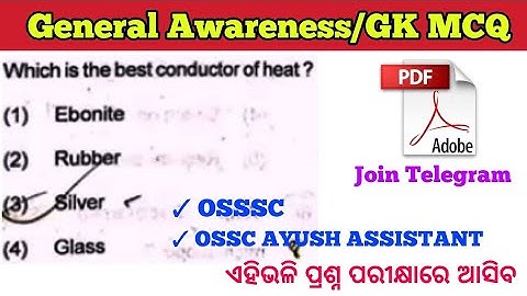 General Awareness/ GK Questions for OSSSC JR CLERK/ ASSISTANT & OSSC AYUSH ASSISTANT EXAM !!