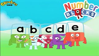 Alphablocks and Numbebrlocks Intro With A,B,C,D,E Blocks , Alphabet Song!