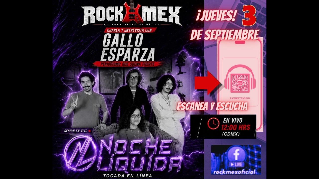 Mañana a las 12 Charla con Gallo Esparza y Noche Líquida, Entrevista y tocada en línea