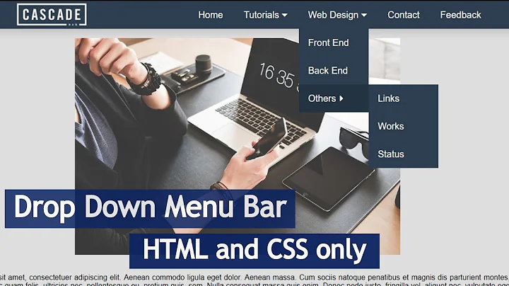 Simple Dropdown Menu Bar using only HTML & CSS
