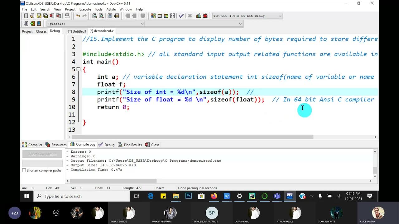 Lecture 5: sizeof() operator and Input and output functions in C ...