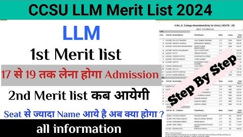 CCSU LLM 1st Merit List 2024 | LLM 1st Merit Cut-off 2024 | CCSU LLM Admission Process 2024