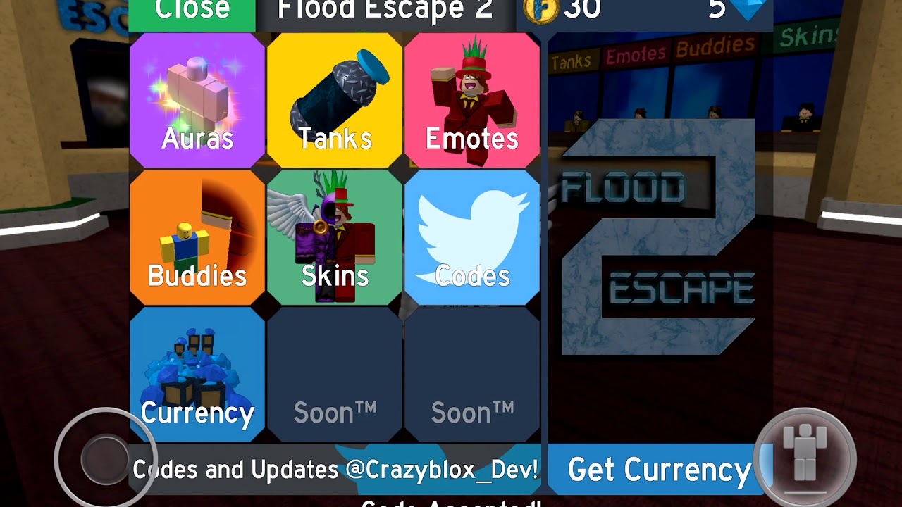 How To Get 25 Coins For Free In Flood Escape 2 Roblox Youtube - roblox flood escape 2 free code new emote youtube