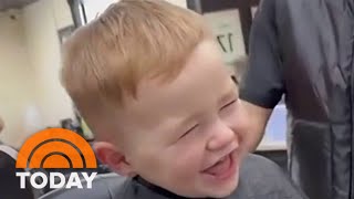 Watch: Toddler has serious case of the giggles during haircut