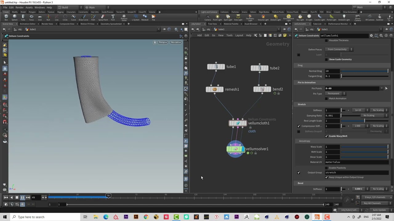 226 Vellum Fundamentals in Houdini pin to animation P7