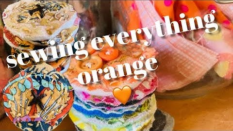 #slowstitch fabric buttons orange 🧡 & more scrap fabric ideas PROCESS VIDEO