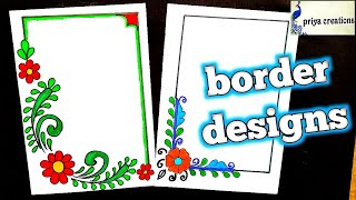 Corner Border Designs/Easy Border Designs On Paper For Project Work