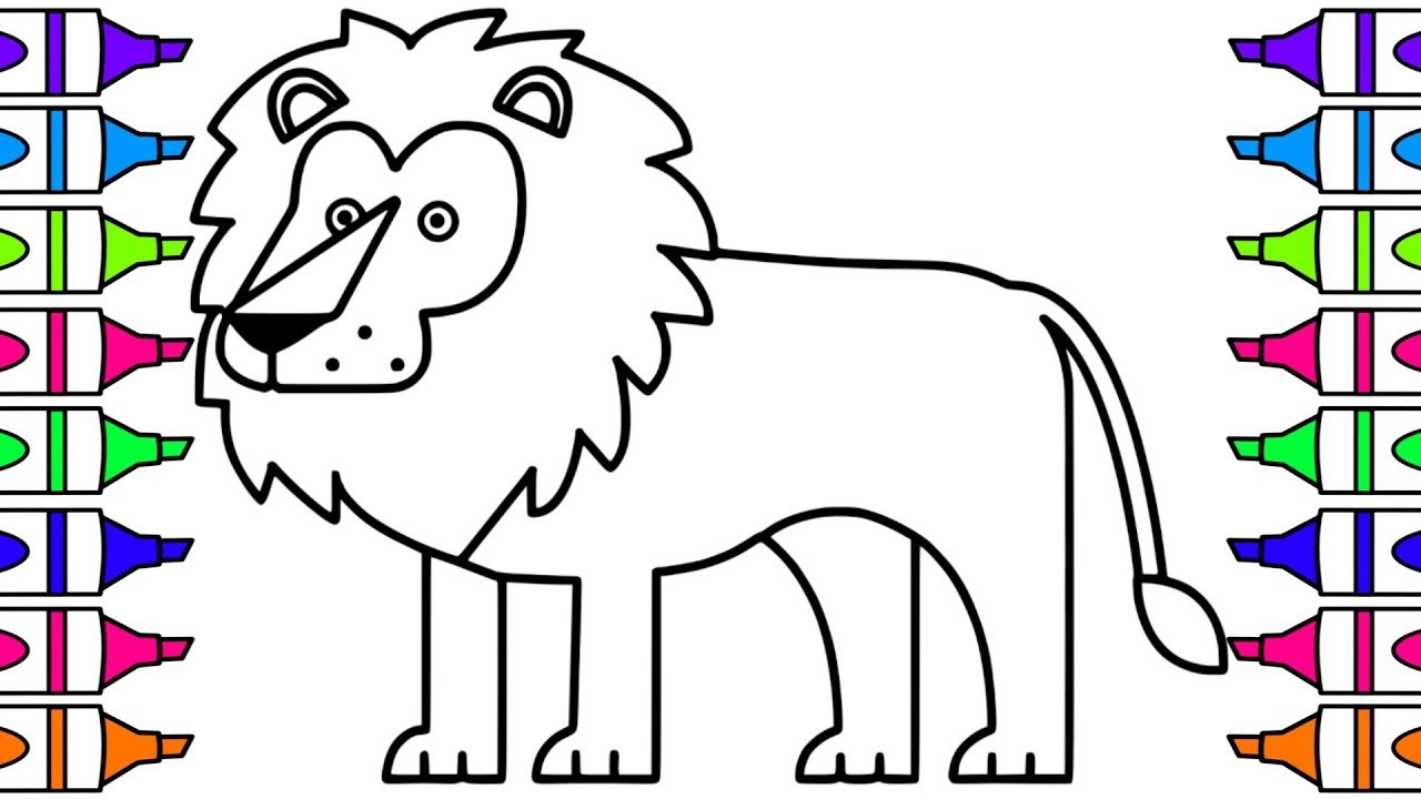 How to Draw Lion Coloring Pages Drawing and Colouring Animals Colors for Kids