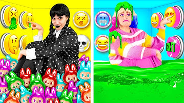 1000 Mystery Buttons Challenge Only 1 Lets You Escape with Wednesday | Funny Challenges by PaRaRa
