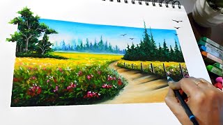 How to use Soft Pastel colour for 3D Realistic Drawing (step by step) for beginners - Landscape screenshot 5