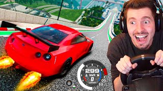 NOVA LADEIRA sem freio no BeamNG Drive a 300km/h! (DE VOLANTE)